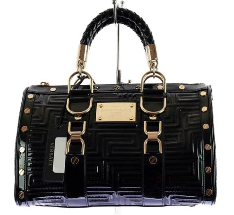 versace black patent handbag